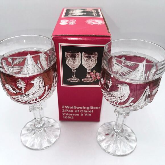 ECHT Bleikristall, Redbird Goblets, Genuine Lead Crystal 24%, 29-07 - Picture 1 of 10